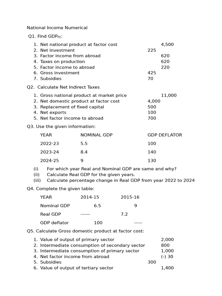 National Income Calculations and GDP Analysis | PDF | Gross Domestic ...