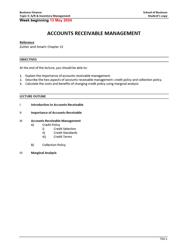 Accounts Receivable Management Guide | PDF | Inventory | Credit