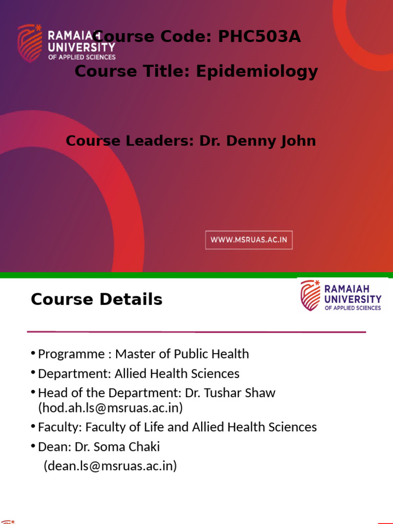 Epidemiology Course Overview for MPH | PDF | Epidemiology | Public Health