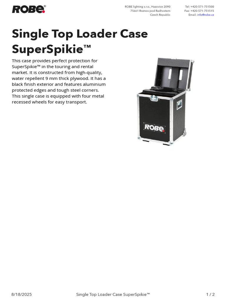 Single Top Loader Case Superspikie | PDF