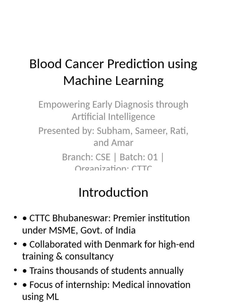 Blood Cancer Prediction with ML Tools | PDF | Machine Learning ...