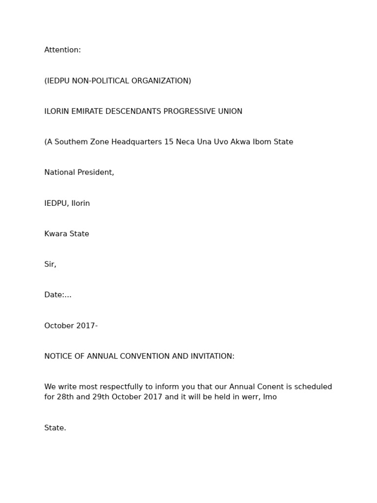 IEDPU Annual Convention Notice 2017 | PDF