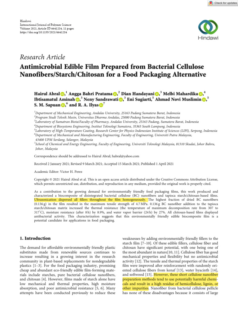 Antimicrobial Edible Film from Cellulose | PDF | Thermogravimetric Analysis