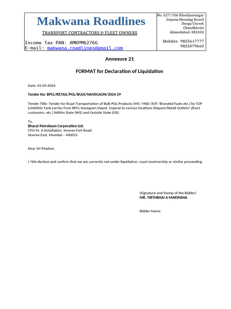Annexure 21 Liquidation | PDF