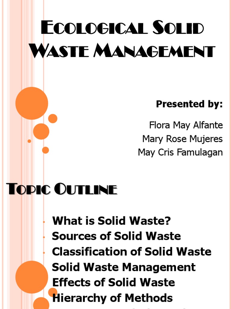 Ecological Solid Waste Management PDF Waste Management Compost