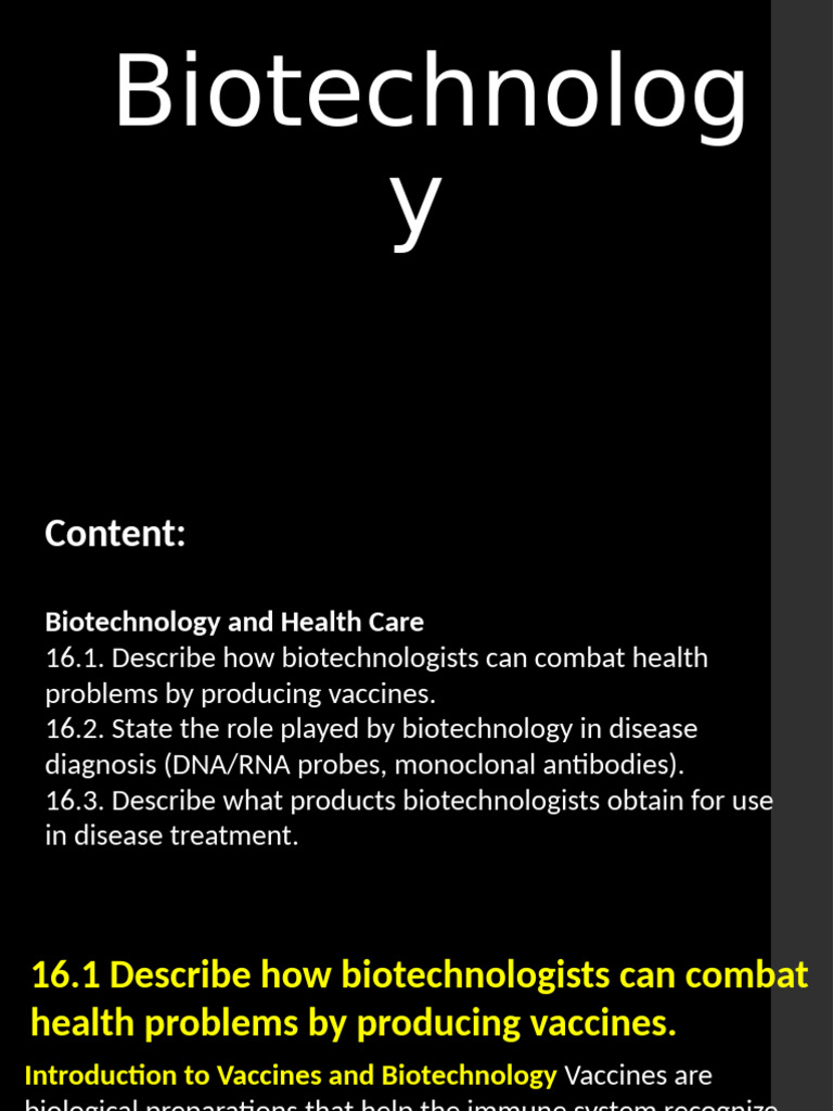 Biotechnology in Vaccines and Diagnostics | PDF | Gene Therapy | Vaccines