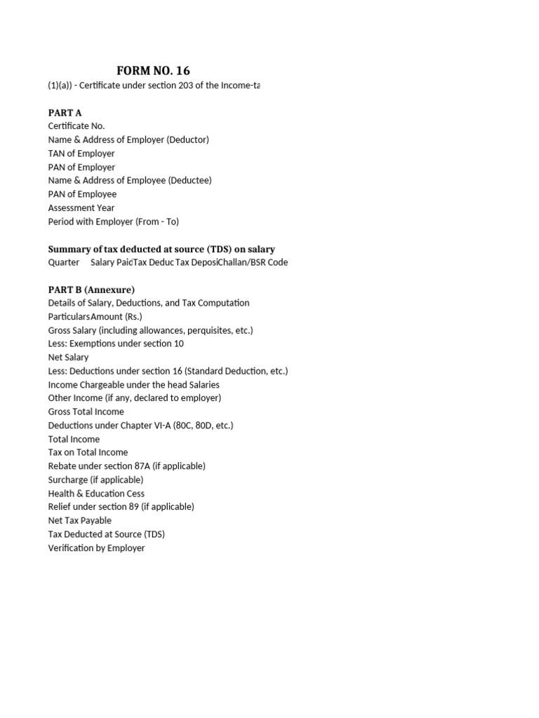 Form16 Template | PDF