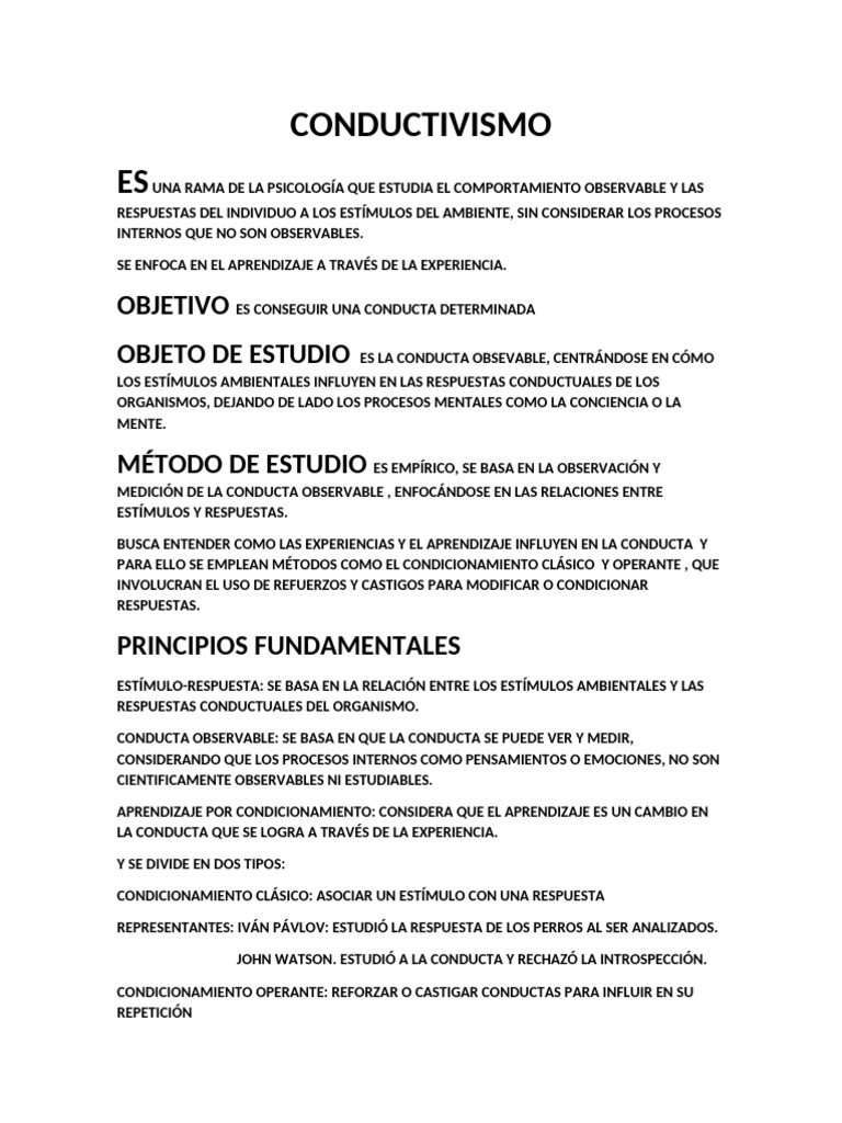 CONDUCTIVISMO | PDF | Mente | Pensamiento
