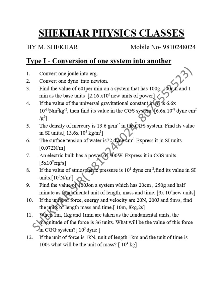 Type I - Conversion of One System Into Another | PDF