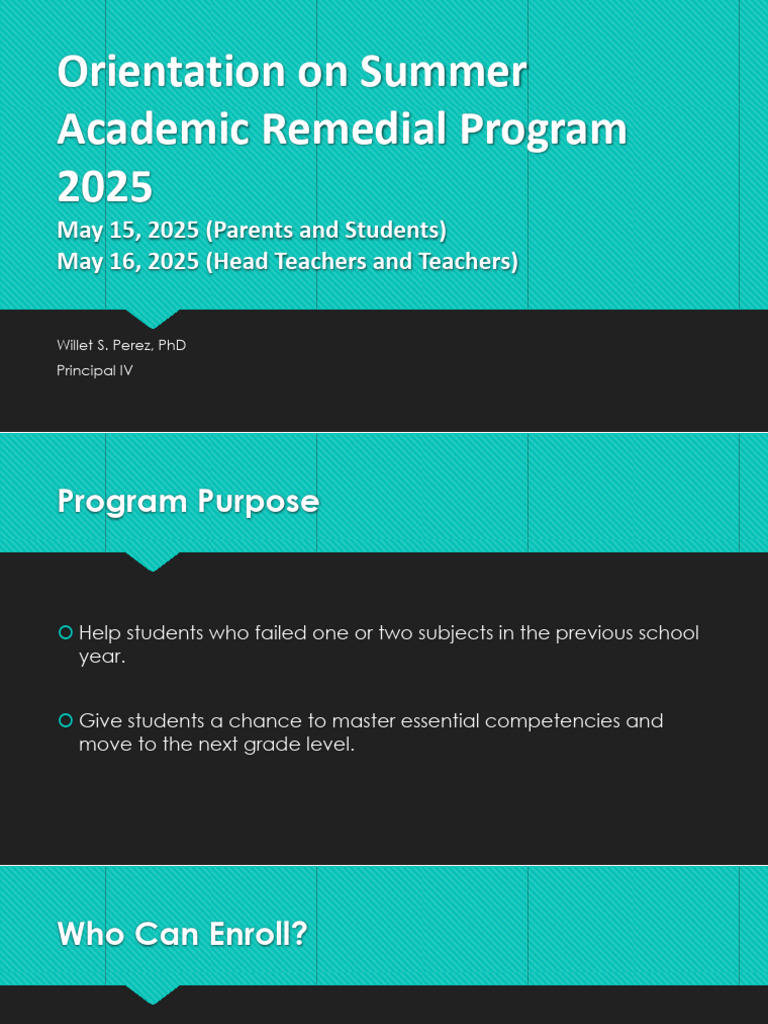 Summer Remedial Program 2025 Overview | PDF | Teachers | Learning