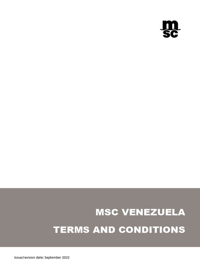 MSC Venezuela Terms and Conditions Guide | PDF | Bill Of Lading | Cargo