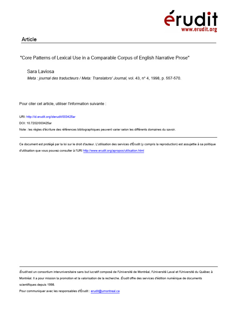 Lexical Patterns in Translated English Prose | PDF | English Language ...