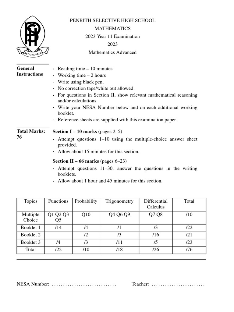 2023 Year 11 Mathematics Exam Paper | PDF | Acceleration | Velocity