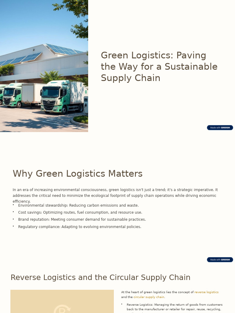 Green Logistics Paving The Way For A Sustainable Supply Chain | PDF ...