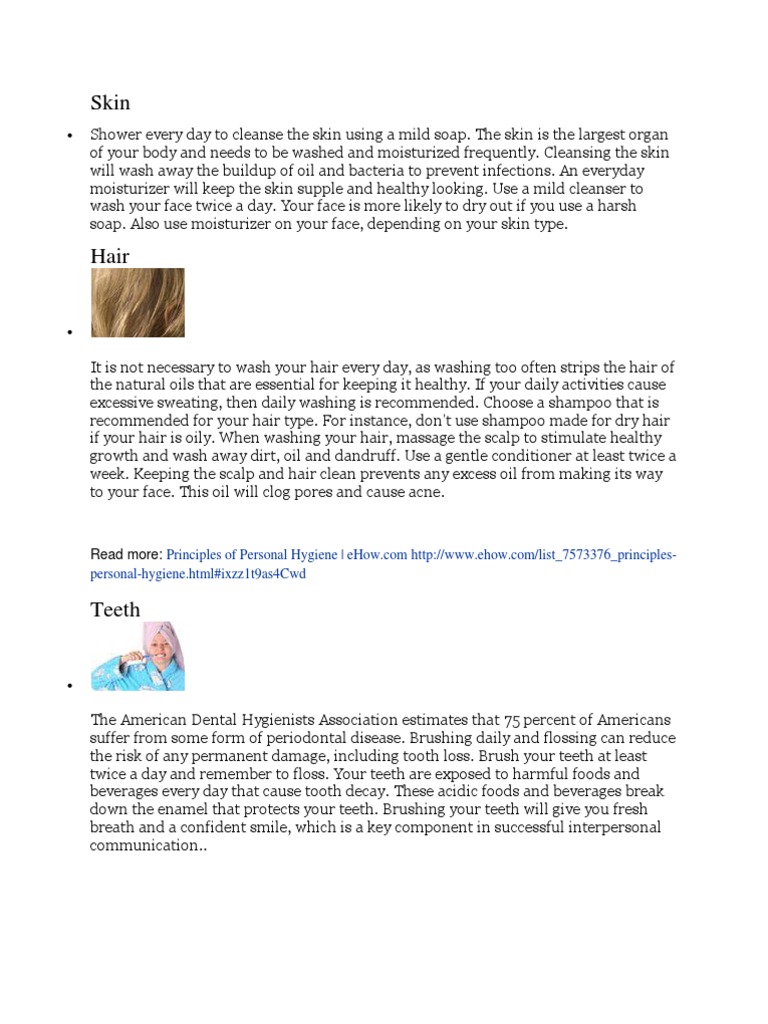 Essential Personal Hygiene Practices | PDF | Hygiene | Oral Hygiene