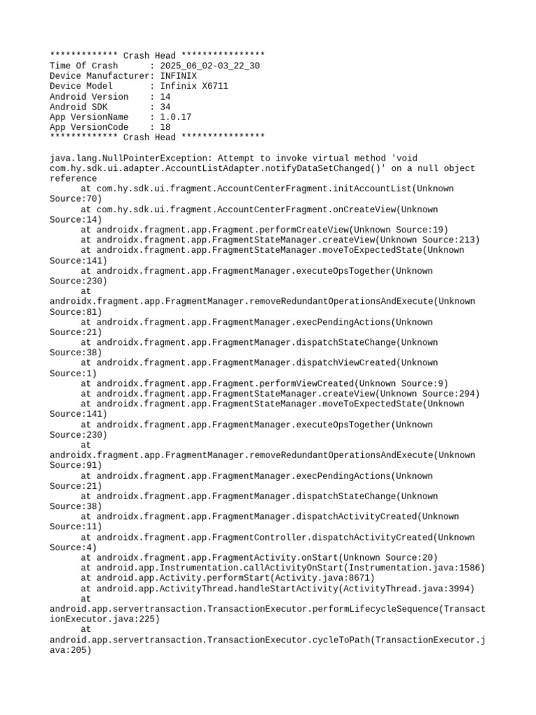 Infinix X6711 Crash Report Analysis | PDF | Mobile Software | Software ...