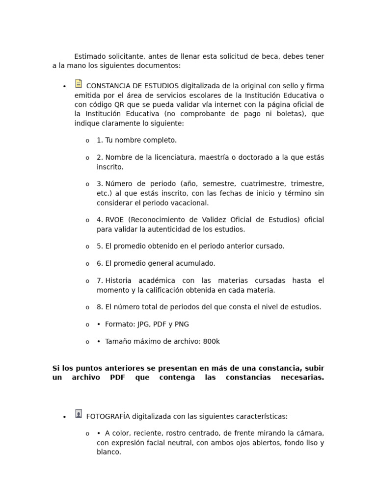 Requisitos para Solicitud de Beca | PDF