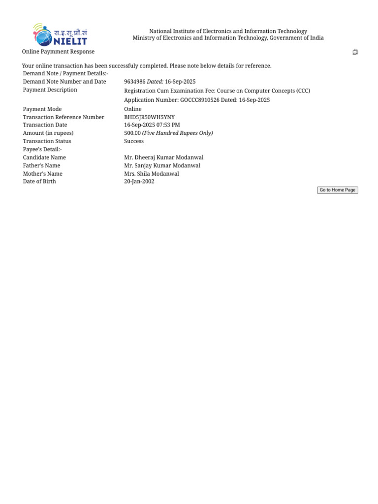 CCC Form Fees Payment Confirmation | PDF