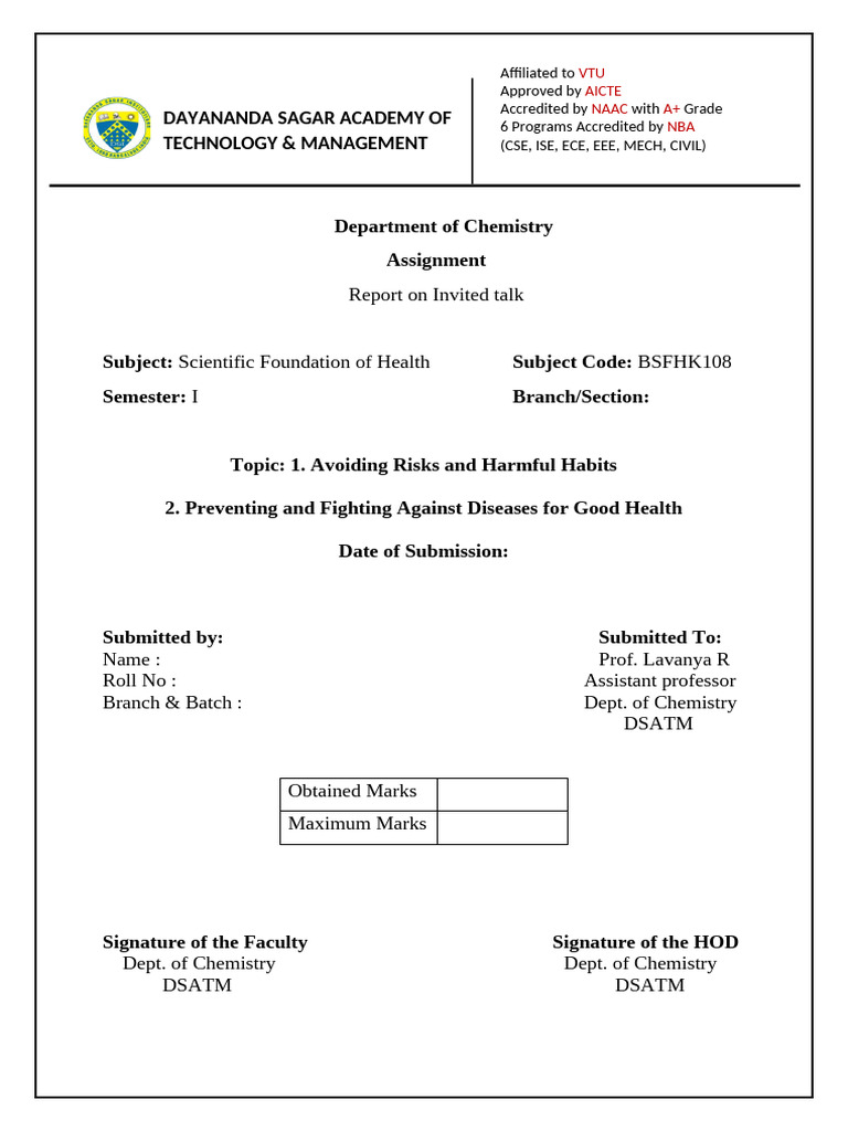 Health Risks and Disease Prevention Report | PDF
