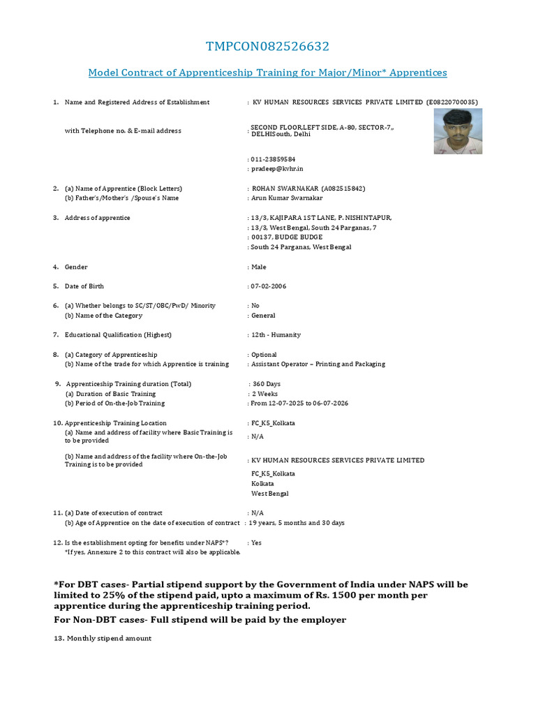 Apprenticeship Training Contract Template | PDF | Apprenticeship ...