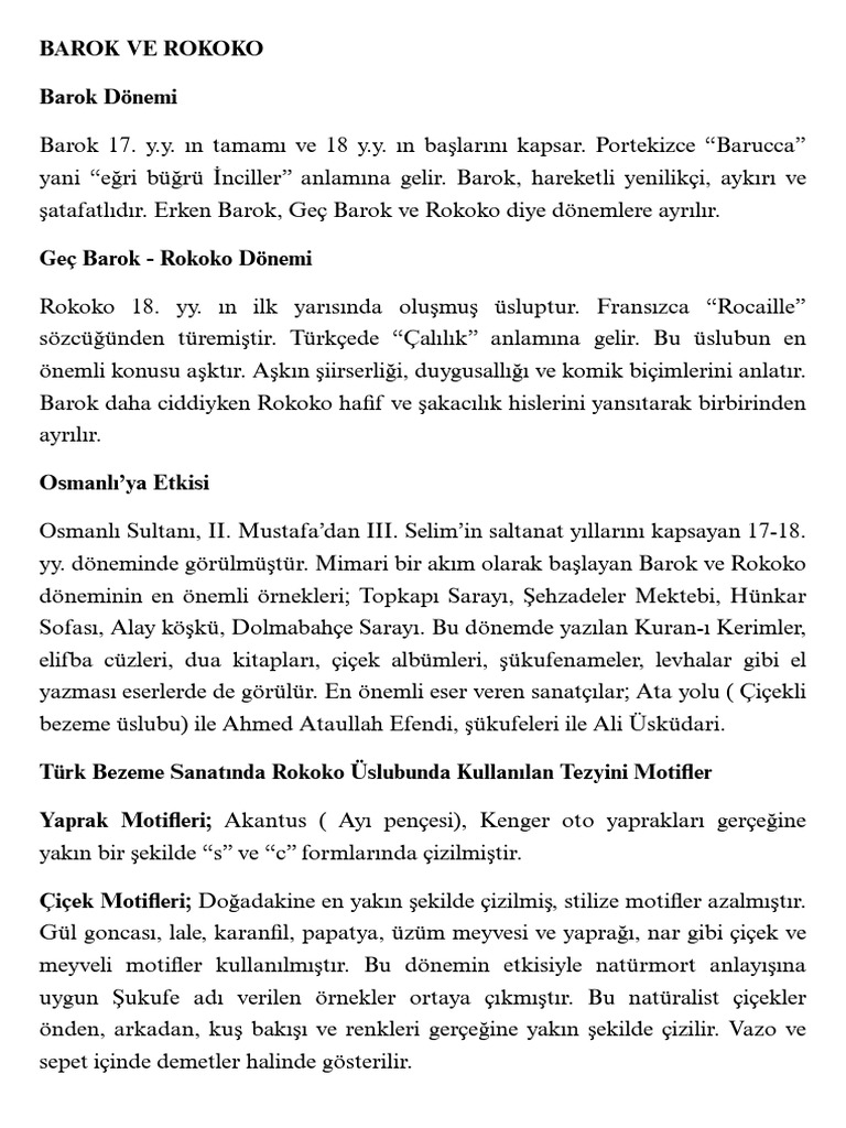 Barok Ve Rokoko PDF | PDF