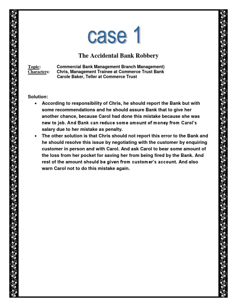 Accidental Bank Robbery Solutions | PDF | Banking | Financial Services
