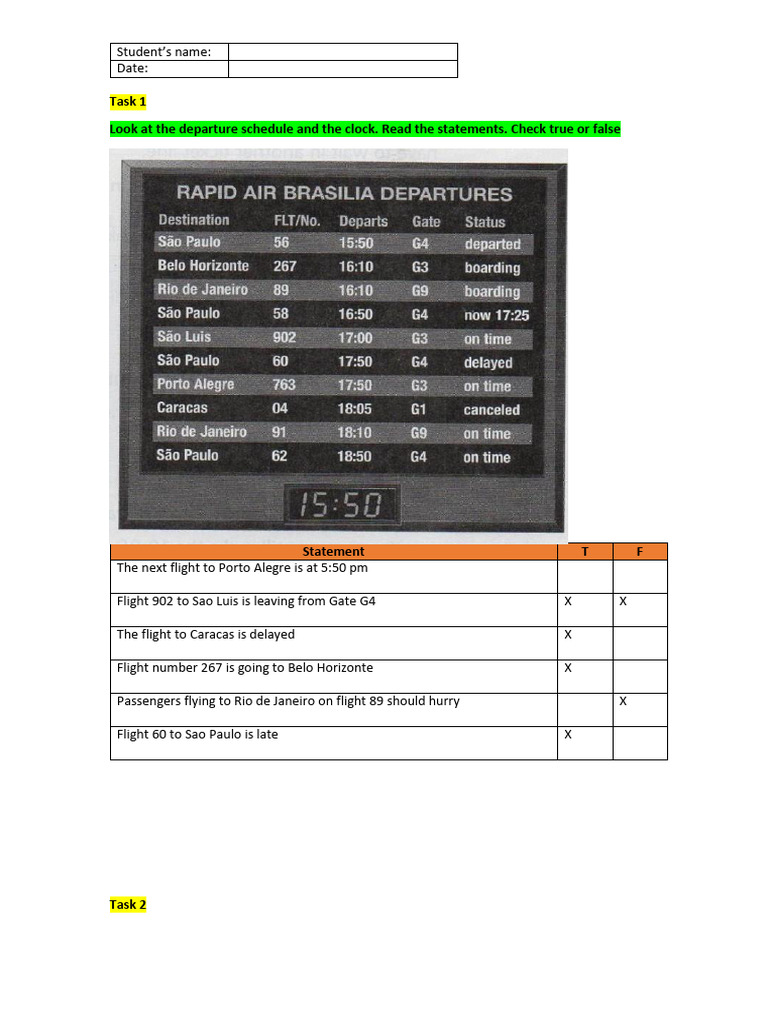 Flight and Train Schedule Exercises | PDF