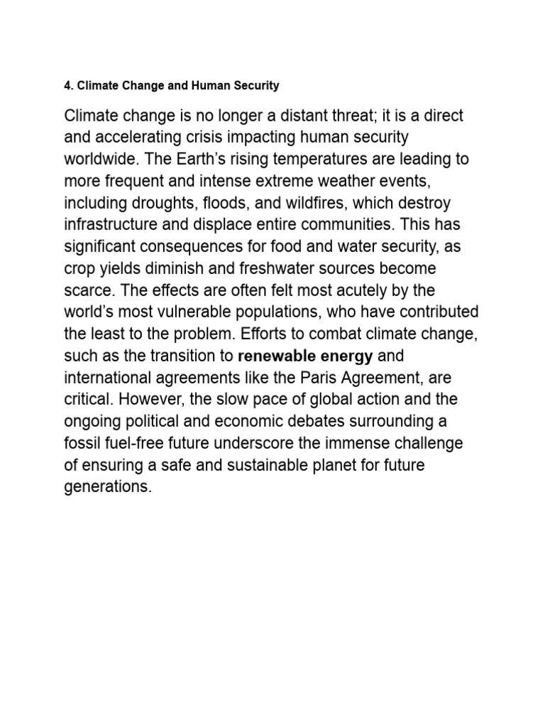 Renewable Energy: 4. Climate Change and Human Security | PDF
