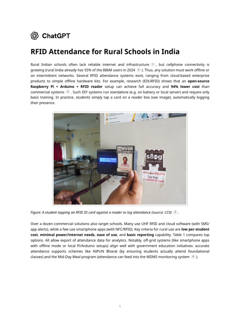 RFID Attendance Solutions for Rural Schools | PDF | Radio Frequency ...