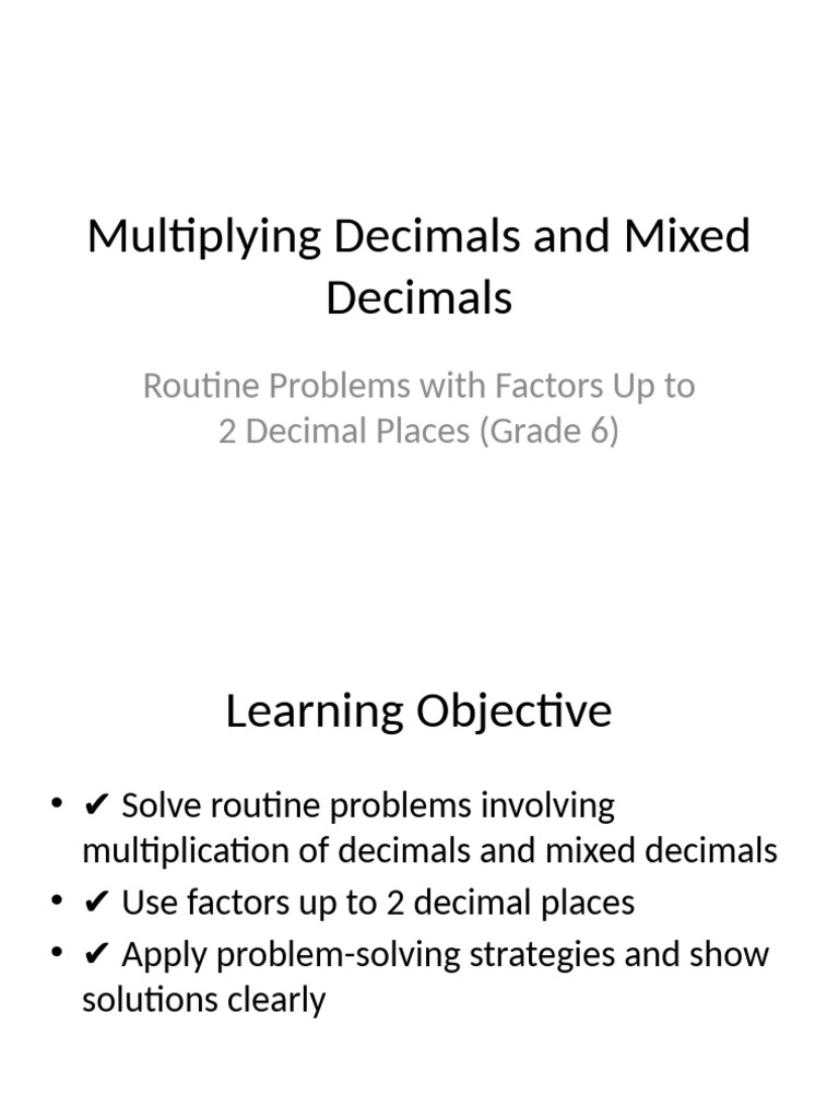 Grade 6 Decimal Multiplication Problems | PDF