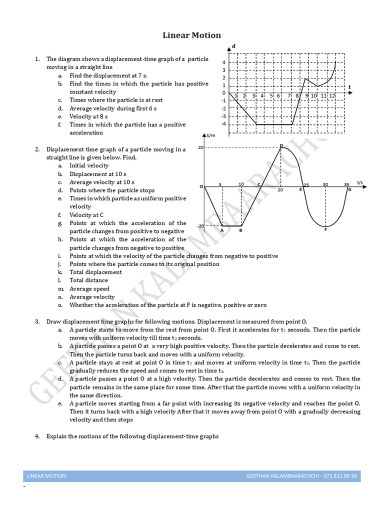 Linear Motion Analysis and Calculations | PDF | Acceleration | Velocity