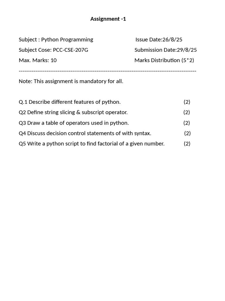 Assignment - I With Format | PDF