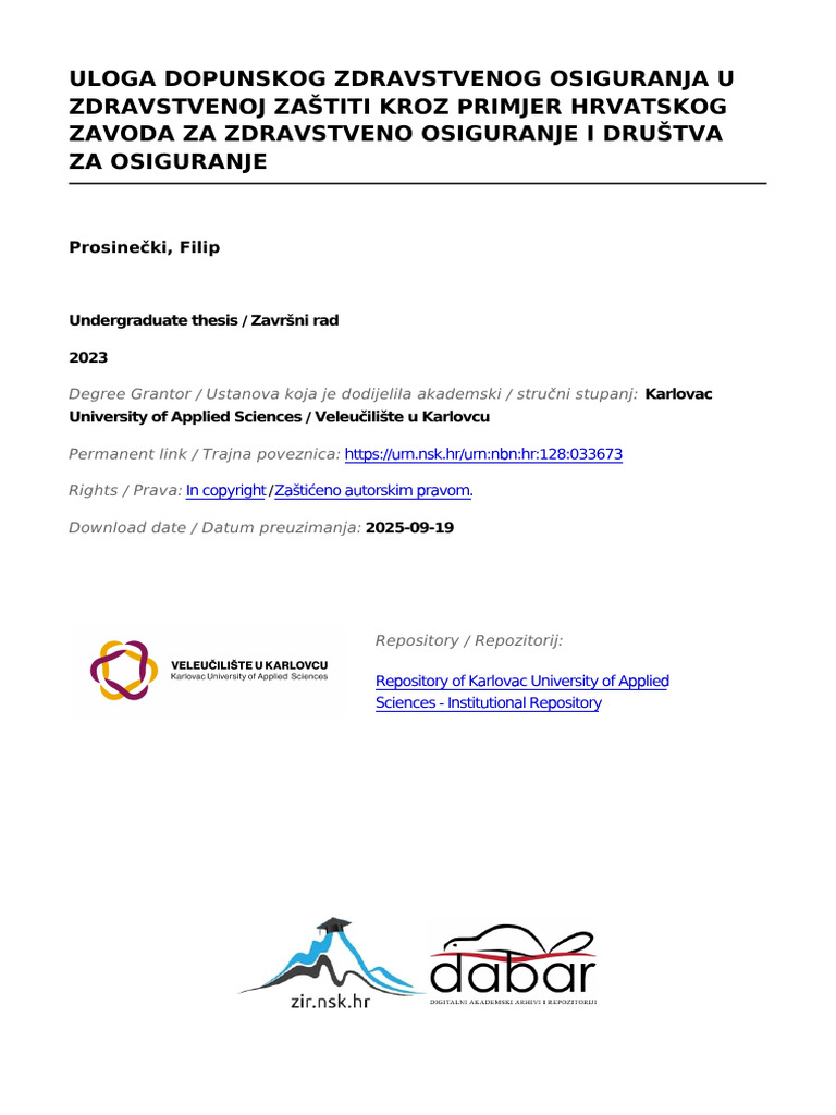 Uloga Dopunskog Zdravstvenog Osiguranja | PDF