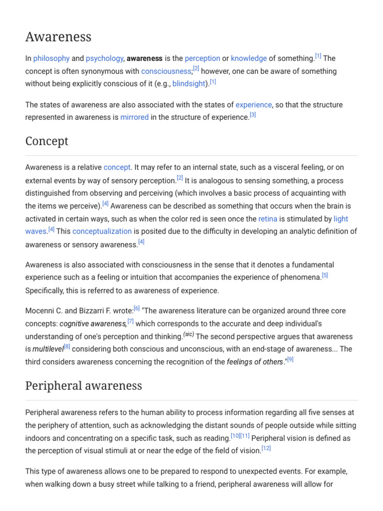 Understanding Awareness in Psychology | PDF | Awareness | Neuroscience