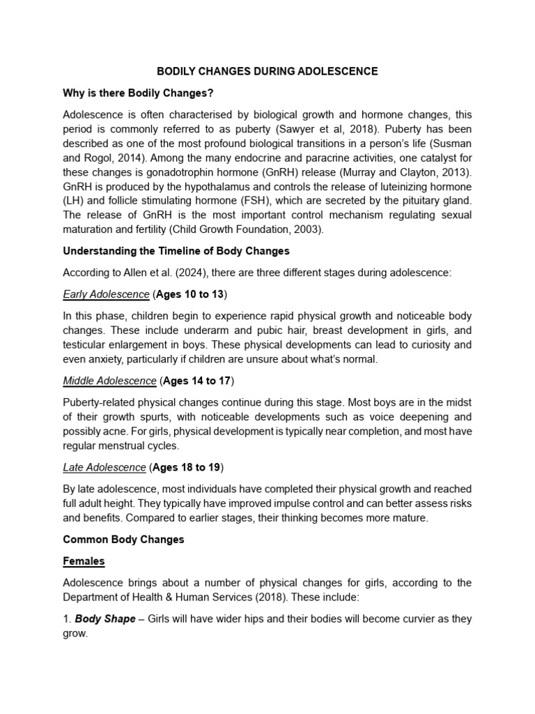 Understanding Bodily Changes in Adolescence | PDF | Luteinizing Hormone ...