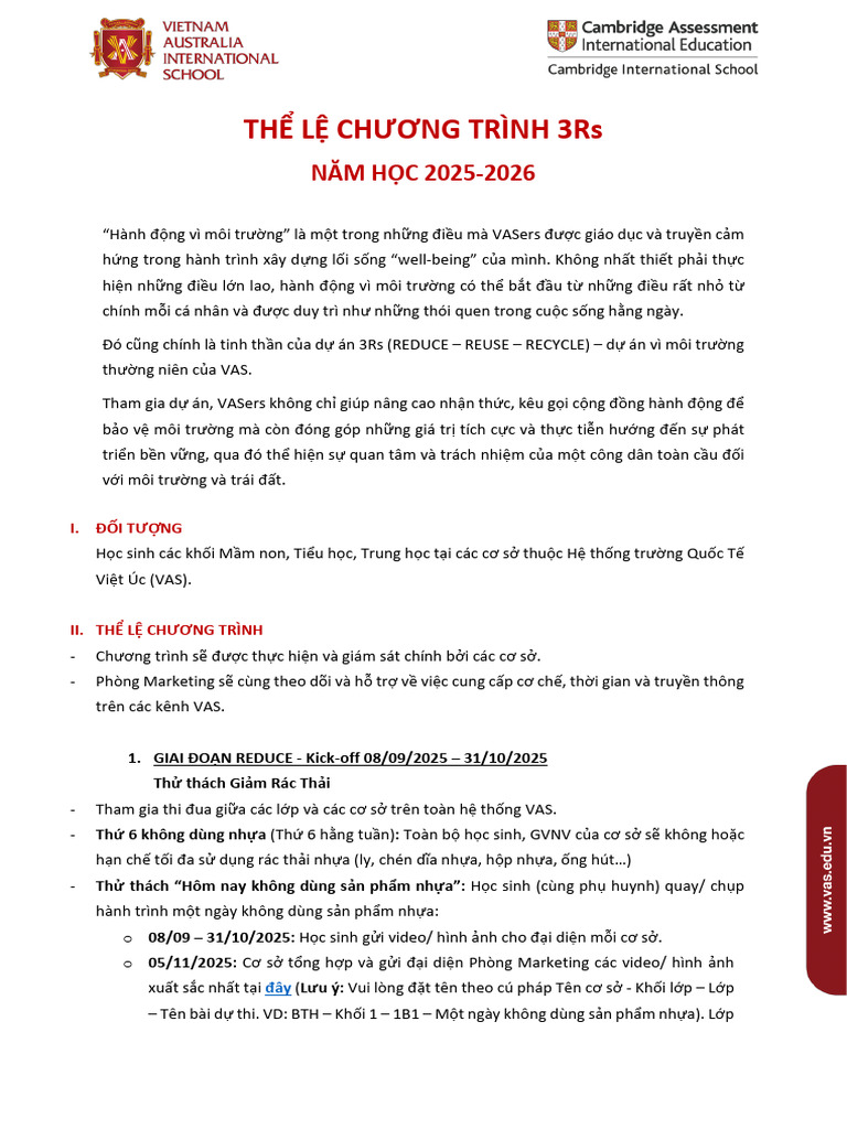 3Rs Project 25-26 - Thể Lệ Hướng Dẫn | PDF