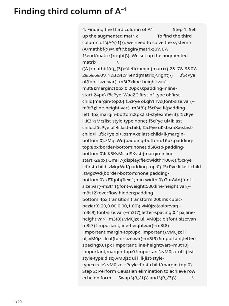 Third Column of Inverse Matrix A⁻¹ | PDF | Determinant | Mathematical ...