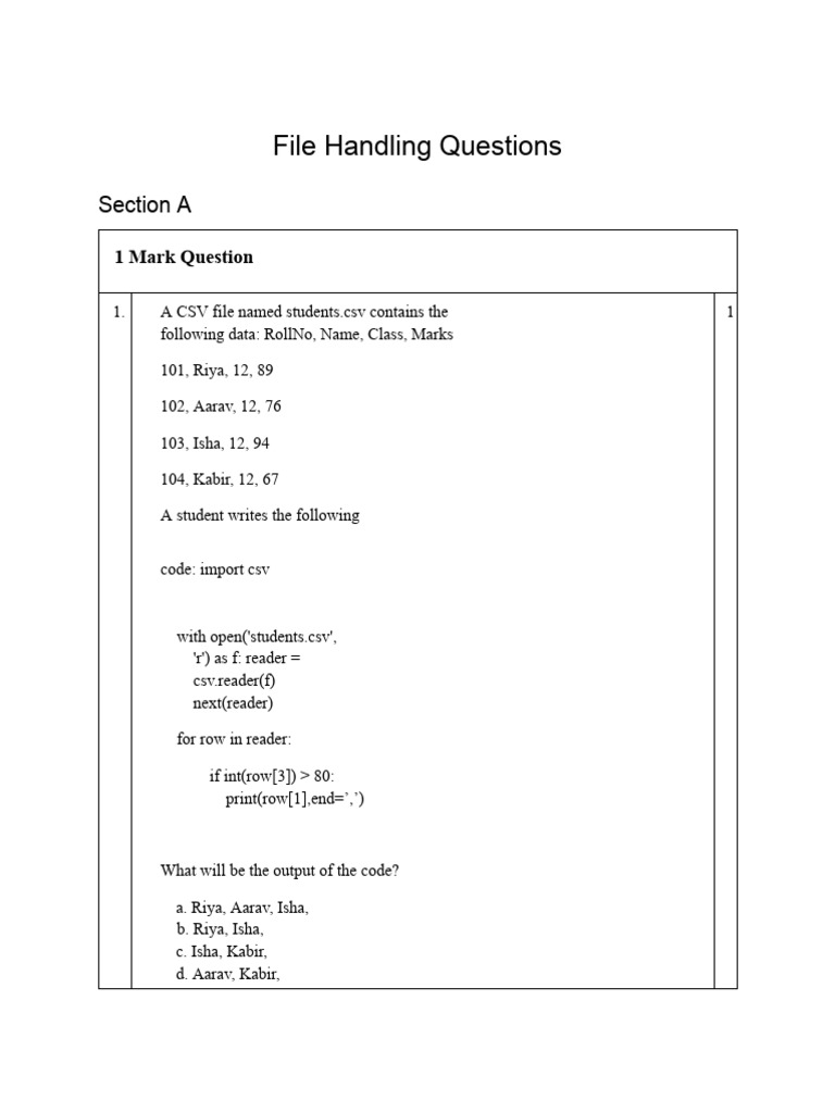 File Handling and CSV Operations in Python | PDF | Computer File ...