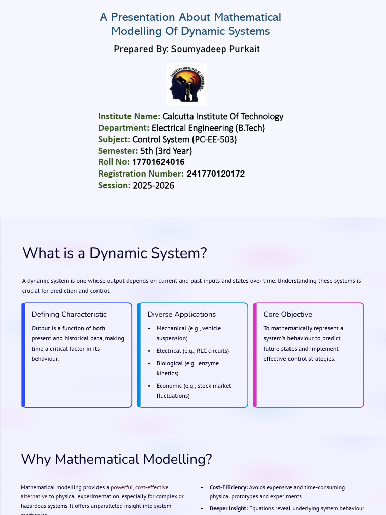 A Presentation About Mathematical Modelling of Dynamic Systems | PDF ...