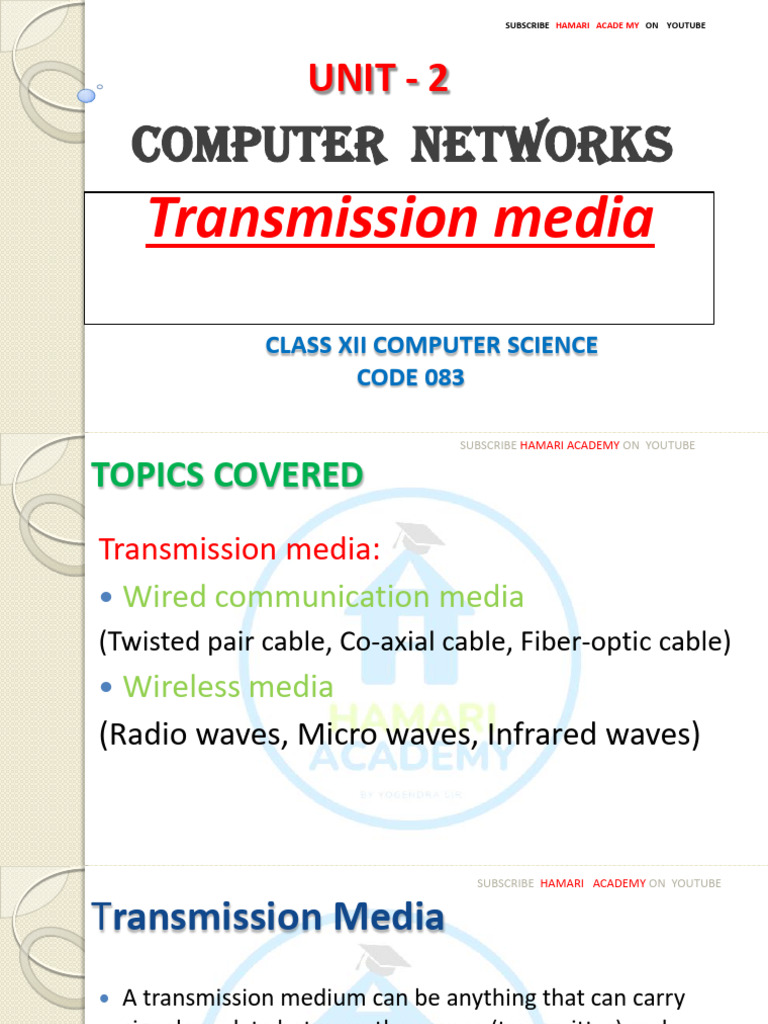 Transmission Media in Computer Networks | PDF | Transmission Medium ...
