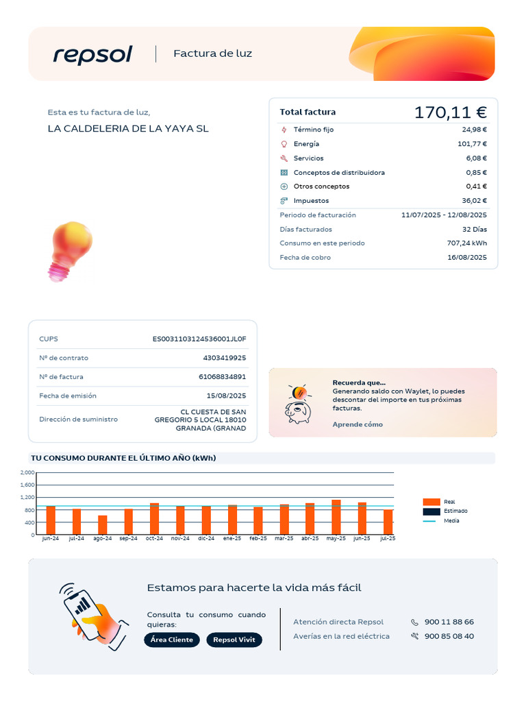 Factura Repsol | PDF | Poder (Física) | Energia electrica