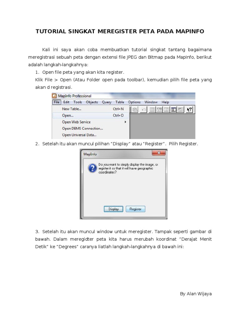 Tutorial Registrasi Peta di MapInfo | PDF | Metode & Bahan Ajar