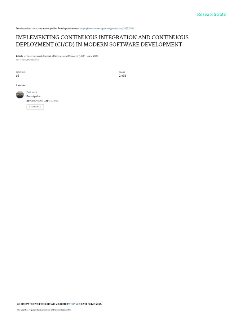 CI/CD in Modern Software Development | PDF | Software Development ...