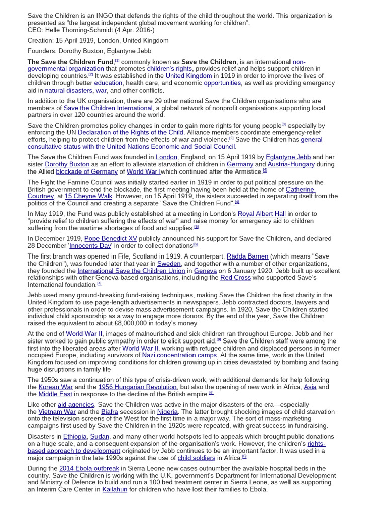 Save the Children: Global Child Advocacy | PDF | International Relations