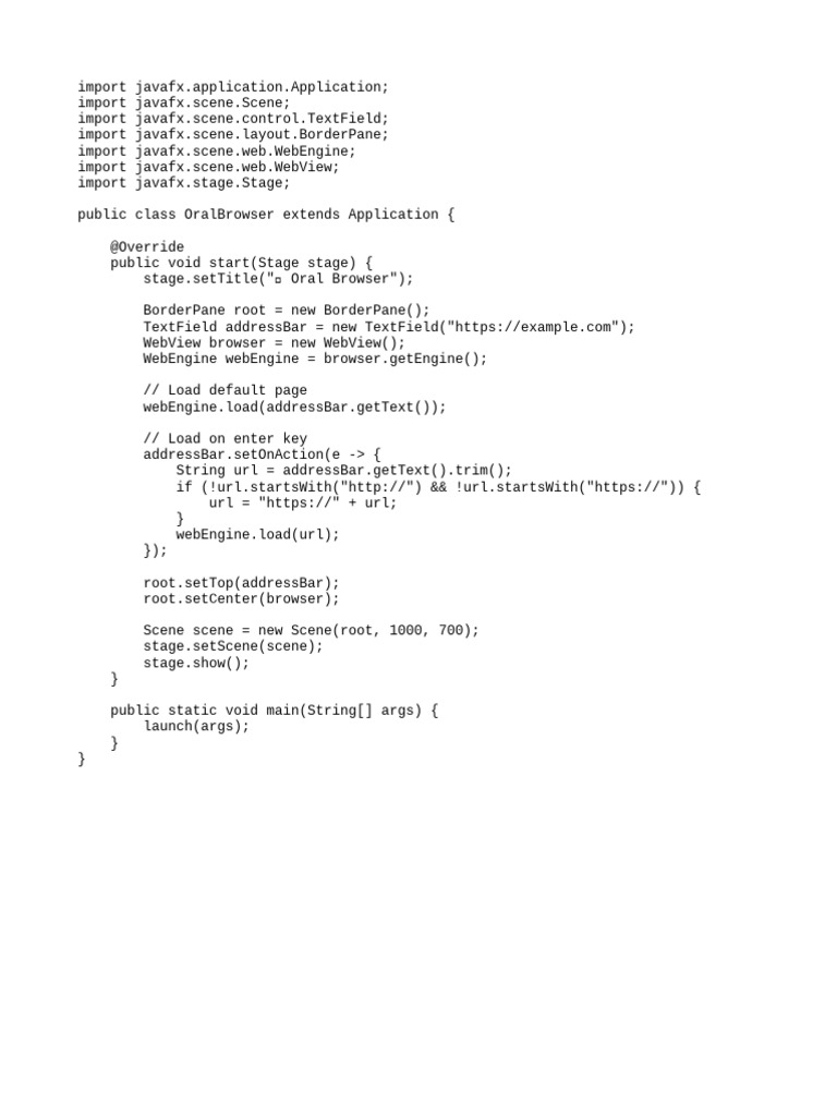 JavaFX Oral Browser Application | PDF
