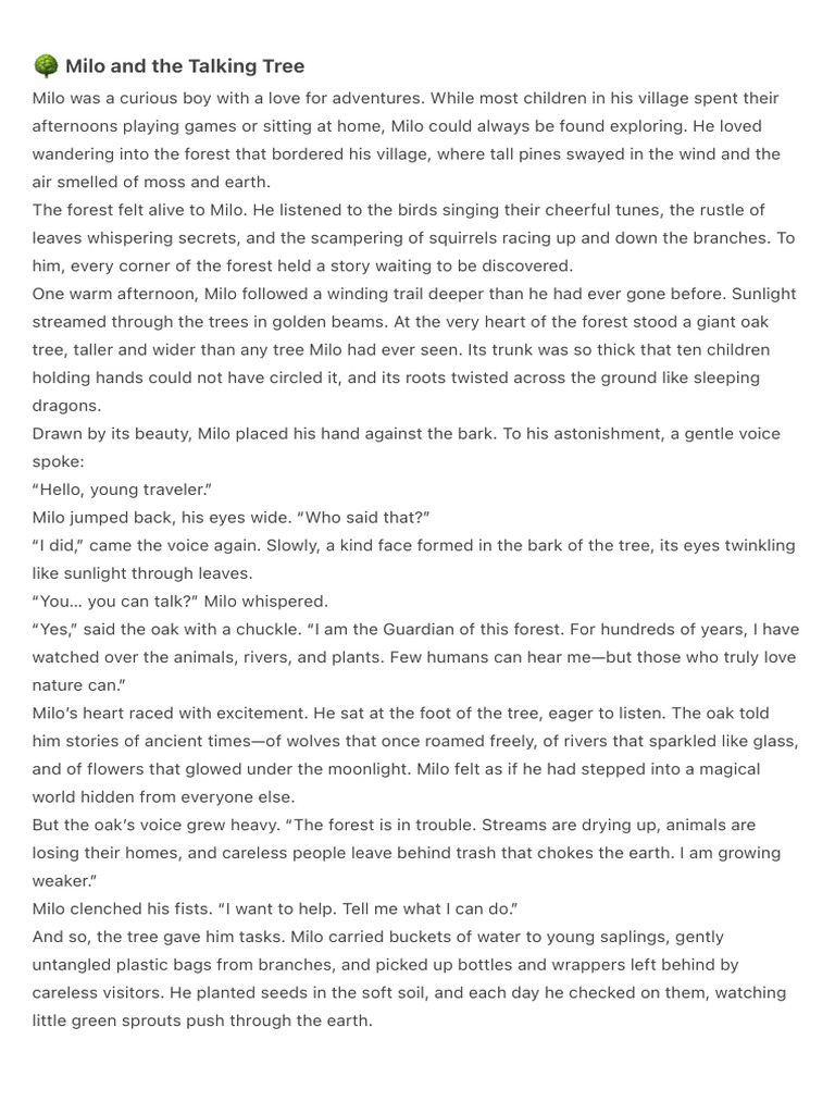 ? Milo and The Talking Treee | PDF | Trees | Botany