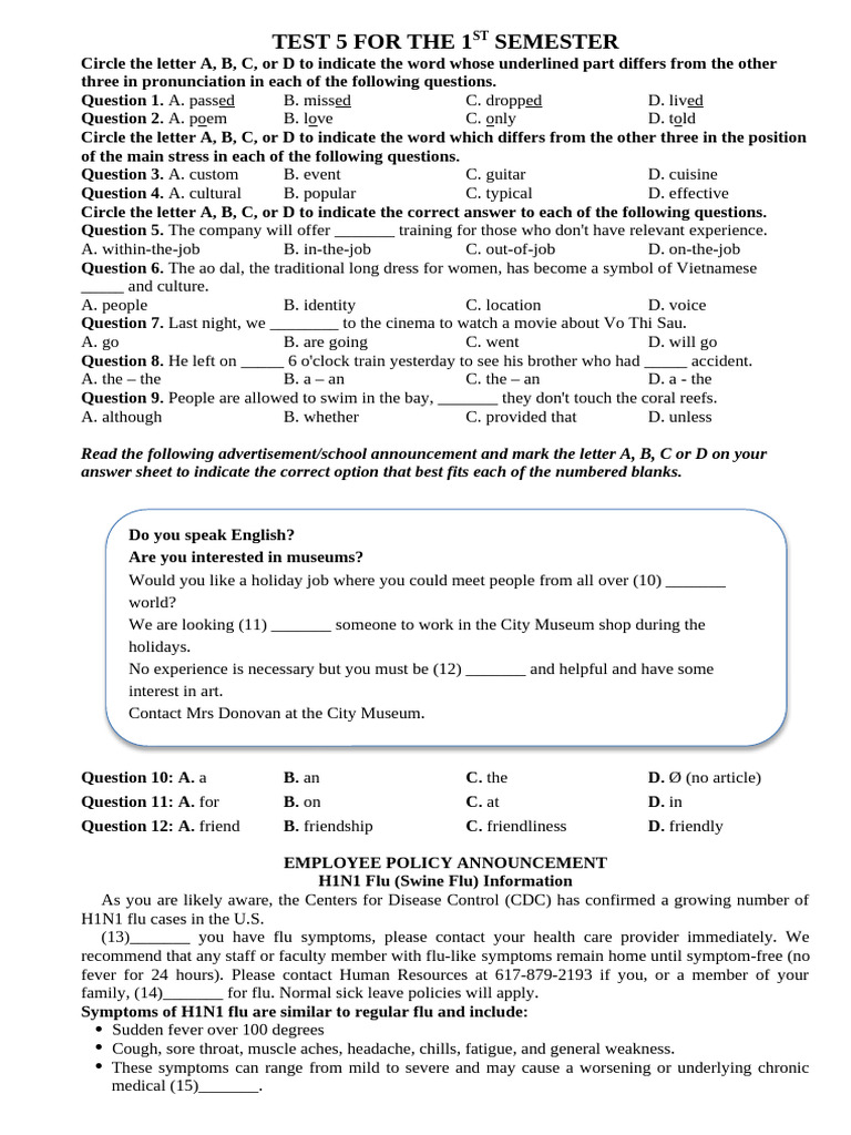 Test 5 HS | PDF | Facebook | Influenza