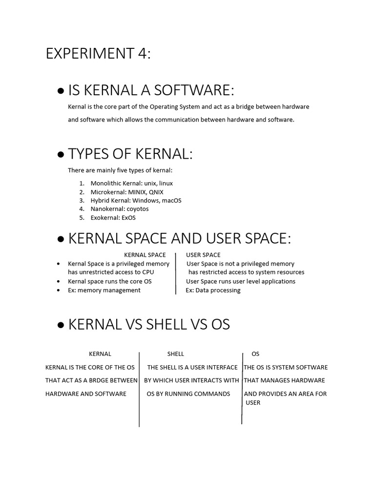 Understanding Kernels and Shells in OS | PDF | Operating System | Shell ...