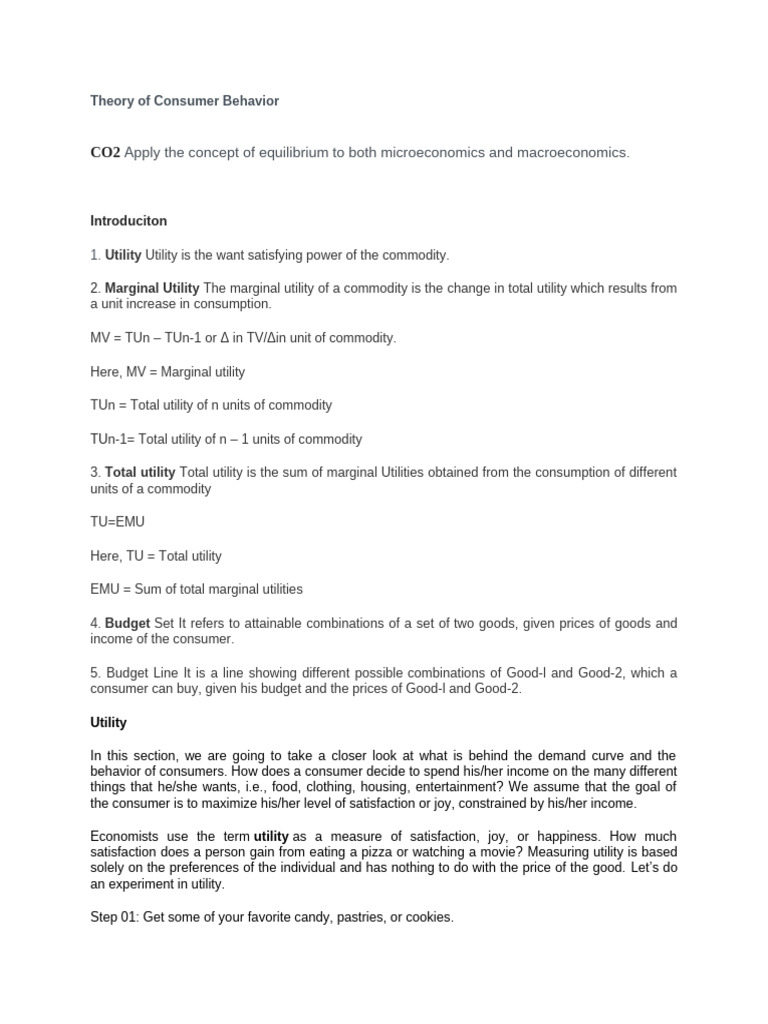 Understanding Consumer Utility Theory | PDF | Utility | Marginal Utility