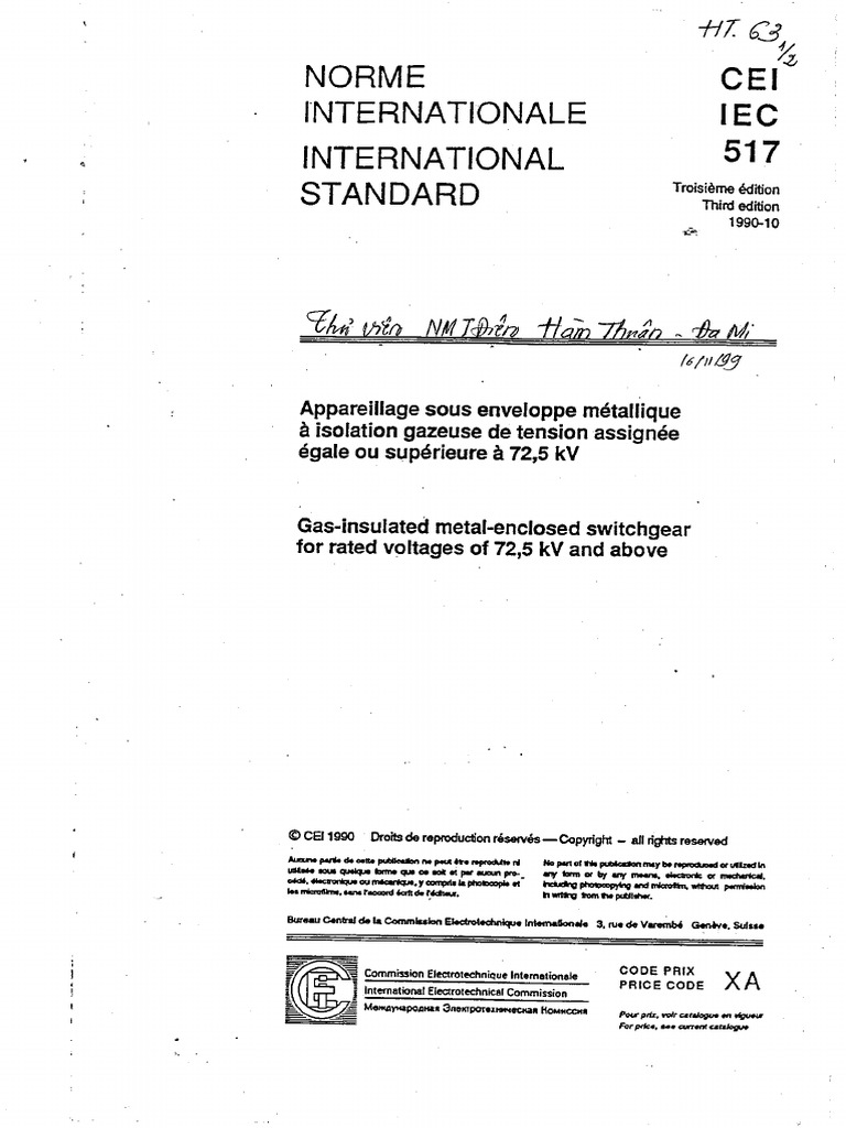 IEC 60517-1990 + Amd1-1994 Scan | PDF